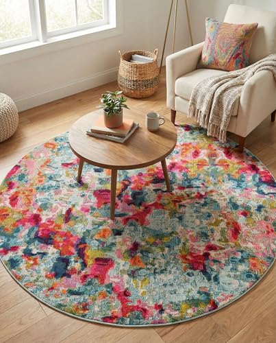 Tapete redondo multi color 6 pies Rugs.com miniatura 4