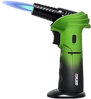 CoYlBod 90° Rotatable Butane Torch Lighter - Refillable Kitchen Torch with Safety Lock & Adjustable Flame for Cooking, Soldering (Green/Black)