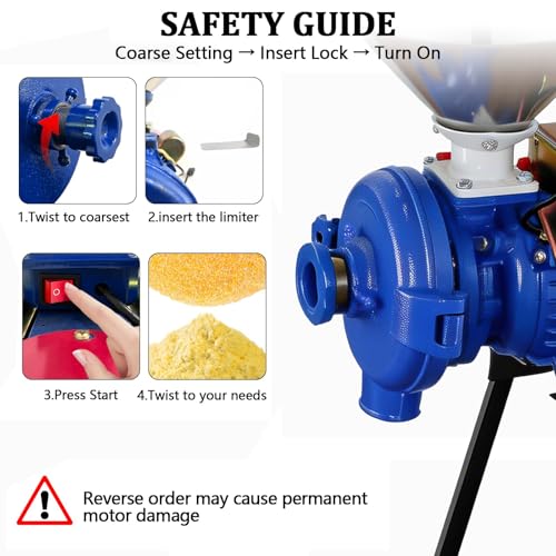 Image of 3000W Electric Grain Mill Grinder Dry Feed Flour Mill | Commercial Corn & SpiceGrinder with Adjustable Thickness, Heavy Duty, Wheat, Rice, Herbs, and Pepper- 110V, Dry Use