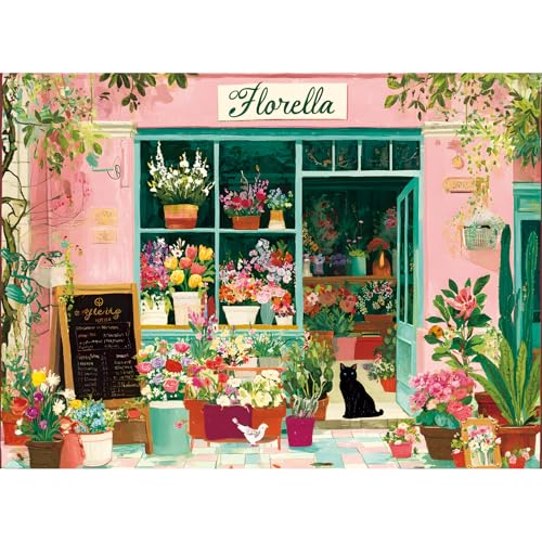 Rompecabezas de 500 Piezas para Adultos, Puzzle de Flores de Primavera | Puzzle Pink House 500 Piezas para Adultos y Adultos Mayores Tema Romance con Letras en la Parte Posterior miniatura 1