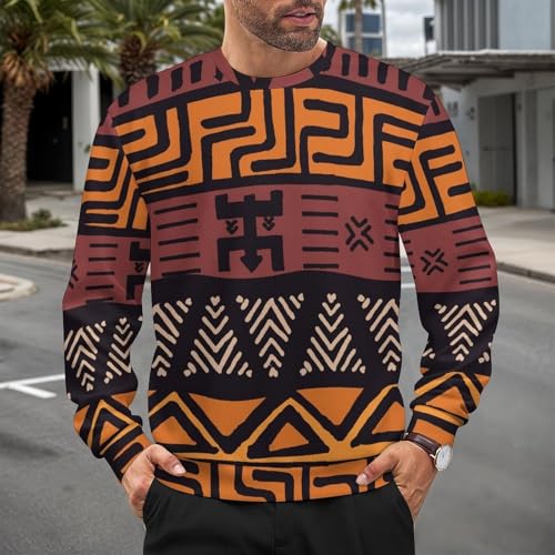 African Mud Cloth Tribal Print Loose Fitting Pullover Sweater Soft, Warm, and Comfortable2