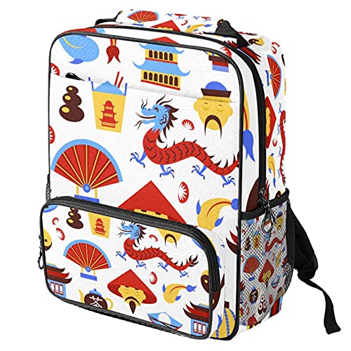 Sac à dos ordinateur portable imprimé dragon sac de travail mixte