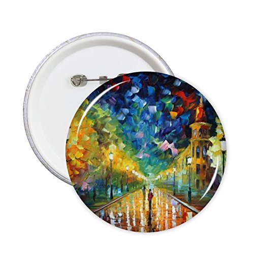 Veilleuse rue colorpainting paysage illustration badge rond XXL pour veste en jean