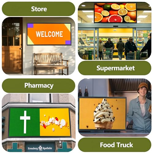 Image of P6 Programmable LED Sign 40 inchx17 inch Outdoor Scrolling Digital Display WiFi Control Full-Color Electronic Message Board for Business Advertising Stock Ticker Marquee Pixel Panel Custom Text /Image /Video /IP65 Waterproof