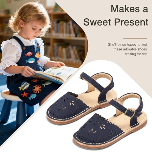 Image of THEE BRON Toddler Floral Cutout Closed Toe Sandals for Girls Breathable Summer Shoes
