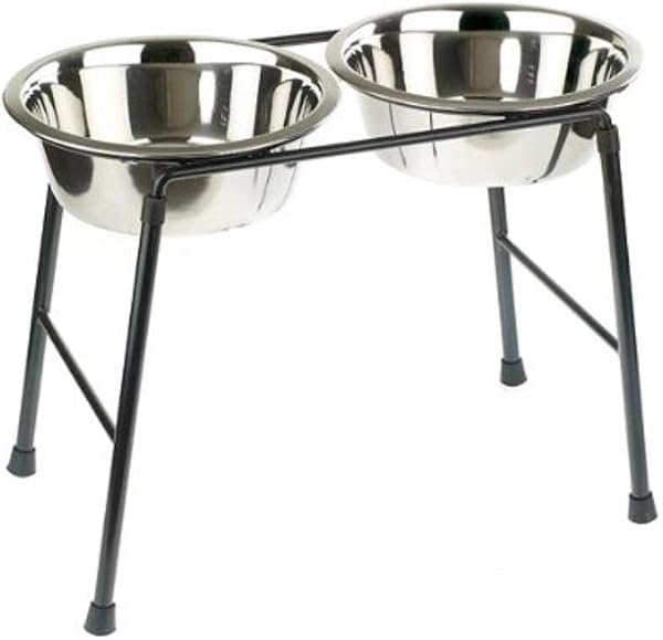 Classic Pet Products Double Feeder High Stand with stainless steel dishes