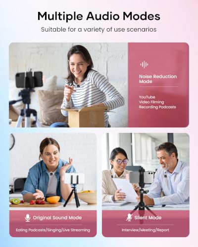 Image of Wireless Lavalier Microphone for iPhone iPad Android with Charging Case 80h Battery Life, Noise Cancellation, 164ft Range Plug-Play Clip On Lapel Mic for YouTube, Video Recording, Vlog (Pink)