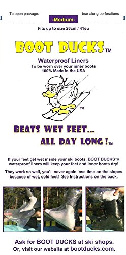 BOOT DUCKS Ski Boot Waterproof Liners Medium, If You use Boot heaters, Boot dryers or Boot Warmers get Medium fits Boots up to 26cm / 41eu. Keep FEET Dry All Day. Also Large, fits up to 31cm / 47eu