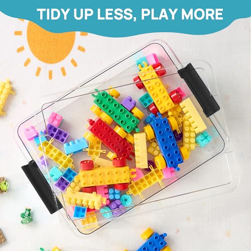 Image of Vtopmart 4 Pack 6 Qt Plastic Storage Bins with Lids, Sensory Bins, Black | Stackable Clear Containers for Organizing School & Office Supplies, Arts & Crafts Organizers and Storage for Home, Craft Room