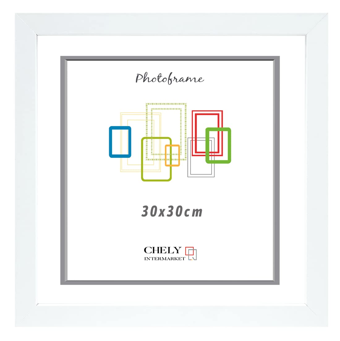 CHELY INTERMARKET | Cadre photo 30x30cm MOD-296 (Paquet 3 unités - Blanc) | Fabriqué en bois, largeur du cadre 1,5cm avec finition élégante | Cadre des titres et certificats (296-30x30-1,35)