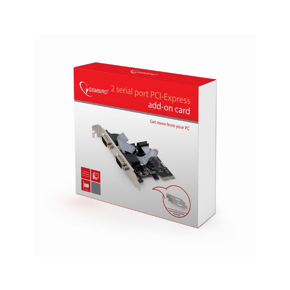 Gembird Spc-22 Tarjeta Y Adaptador De Interfaz Interno De Serie - Accesorio (Pcie, De Serie, Perfil Bajo, Rs-232, Wch382, Negro)