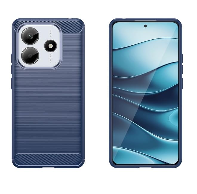 Image of NPRC Hybrid Ultra Slim Protective Case TPU Non-Slip Carbon Fiber Texture Shockproof Case Cover for Redmi Note 14 5G - Blue