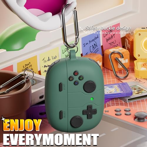 Image of for JBL Vibe 200TWS / JBL Vibe Beam Case Cover Game Console Design, Silicone Case Compatible with JBL Vibe 200TWS with Keychain with Cleaning Pen Kit -Pine Green