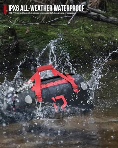 BORLENI Waterproof Motorcycle Dry Duffel Bag Luggage Tail Bag with Large Storage Space,Roll Top Closure, Shoulder Straps, Inner Pocket and Mesh Pocket for Motorcycling Travel Camping (Black,50L)4