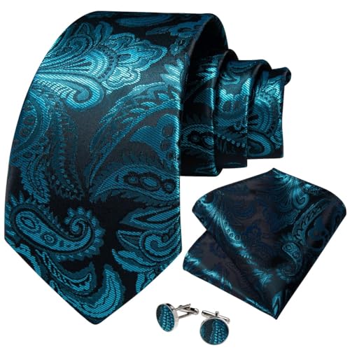 Juego de corbatas para hombre con pañuelo y gemelos