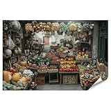 islandburner Prime Bild Poster Traditioneller Marktstand mit frischem Gemüse und Obst für Küche Kochliebhaber Feinkostgeschäft Premium Bilder Fotodruck