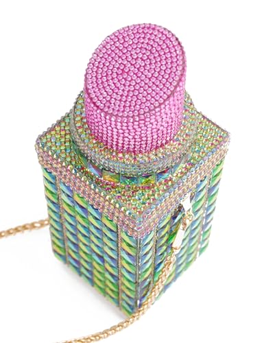 Image of Women Lipstick Shape Inlaid Rhinestone Crystal Glitter Evening Bags Purses Clutch Sparkly Banquet Handbag | Lipstick Shape