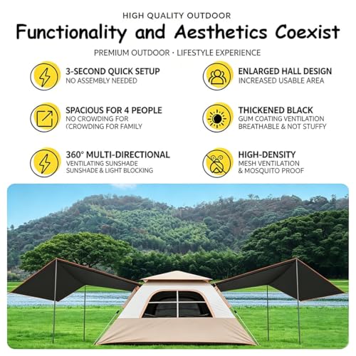 Carpa de camping instantánea impermeable con porche y toldo miniatura 2