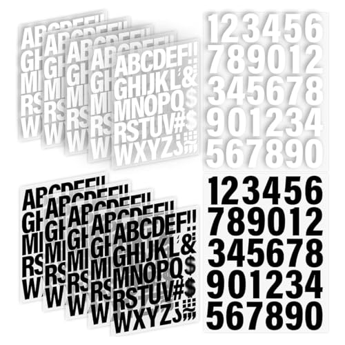 OUDQFCJ 12 Feuilles 390 Pièces Lettres et Chiffres Thermocollants pour Textile, Grandes Lettres en Vinyle A-Z et Chiffres 0–9 en PU pour Flocage (5,1 cm)