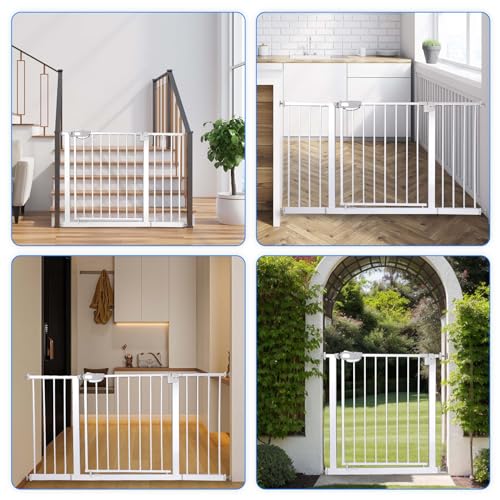 Baby Gate for Stairs, 75-122 cm No Drill Auto Close, White - Image 6