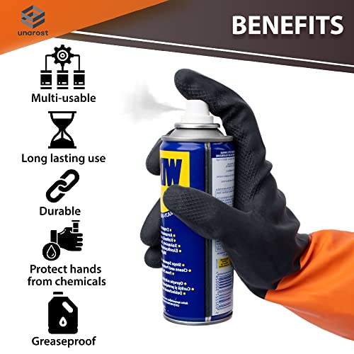 Unarost Chemical Resistant Gloves For Heavy-Duty Utility - 2 Pairs Thick Long Rubber Protective Gloves (Large) #TOP4