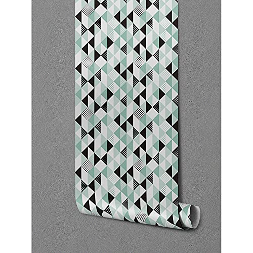 Papier peint intissé masquant imperfections triangles abstraits pour rénovation de meuble