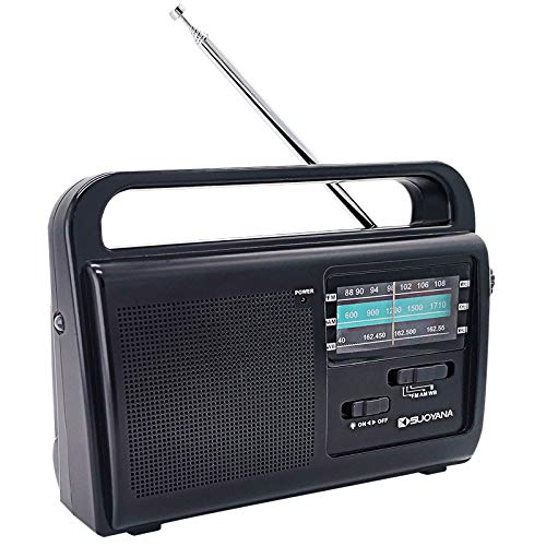 緊急用NOAA天気ラジオ AM FM NOAAポータブルラジオ 26インチの調節可能なアンテナと懐中電灯付き Dバッテリーで駆動 親へのギフトに