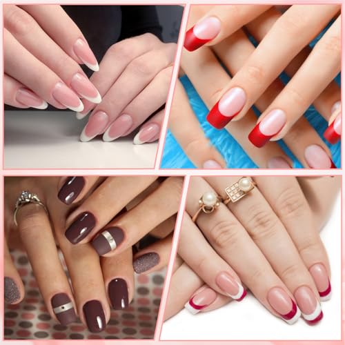 Heclia 30 arkuszy szablonów do paznokci French Tip, samoprzylepne paski do paznokci z końcówką francuską, wielokrotnego użytku, końcówki do paznokci w kształcie litery V i księżyca, akcesoria do