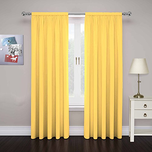 Image of Eclipse Cadenza Microfiber Rod Pocket Panel Pair, Light Filtering Window Curtains, 84 in long x 40 in wide, (2 Panels), Mimosa