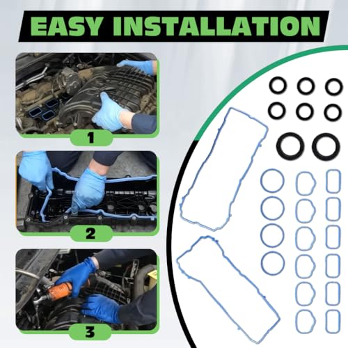 Image of 3.6L Valve Cover Intake Manifold Gaskets VS50805R for Jeep Dodge 200 300 Challenger Charger 3.6 L V6 2011-2022 Journey Durango Wrangler Ram ProMaster 1500 2500 3500, Replace 5184596AE