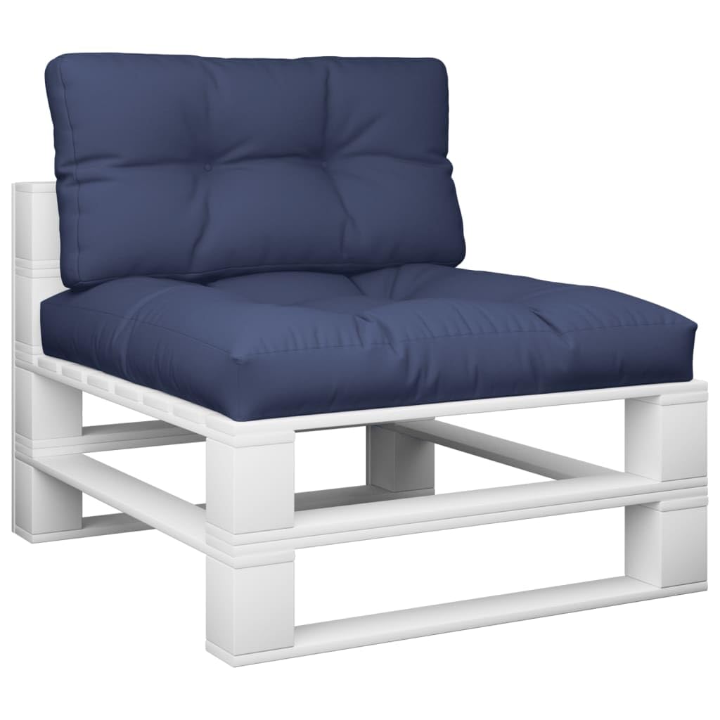Juego de cojines para palé, color azul marino, 70 x 40 x 12 cm, tejido de poliéster con funda impermeable, cojín de asiento y respaldo para jardín, terraza, balcón, oficina y silla de ruedas