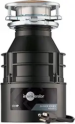 InSinkErator Badger 5 Descarte de Lixo com Cabo de Alimentação, Série Padrão 1/2 Hp Alimentação Contínua Descarte de Resíduos Alimentares, Badger 5 W/C, Sem Tamanho, Preto/Cinza