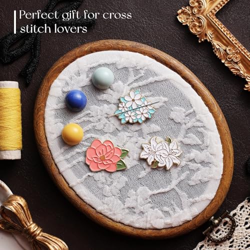 Image of Luna cici 3Pieces Needle Minder for Sewing,Magnetic Needle Keeper for Cross Stitch,Cute Flower Cartoon Pin,Needle Holder for Embroidery,Needlework Storage Accessory, Gift for Cross Stitch Lover