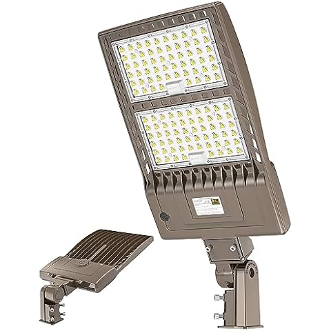 KUKUPPO 480 Volt 400W LED Parking Lot Light 60,000LM, Industrial Grade LED Shoebox Parking Pole Mount Light 5000K IP65 Waterproof Outdoor Commercial Area Lighting with Slip Fitter 277-480VAC Cover