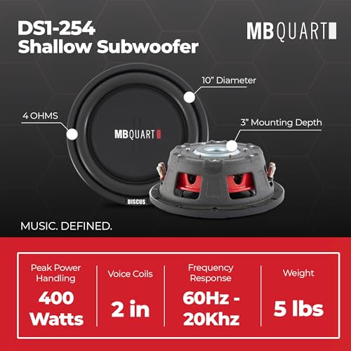 MB Quart Discus 10 Inch 400W Shallow Mount 4 Ohm DVC Car Subwoofer, 2 Pack - image 4