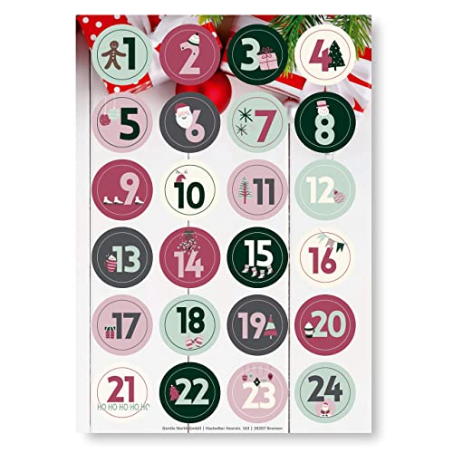 Adventskalender Aufkleber (Zahlen 1-24) - Sticker für Kalender...