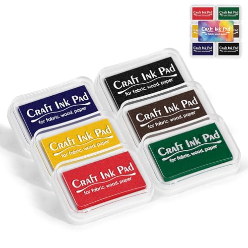 Artscent Craft Ink Pads for Stamps Pigment Rainbow Stamp Pad Set for Scrapbook Supplies Paper Wood Rubber Stamping Card Making DIY Crafting Fabric Inkpad (6-Color high-Pressure Cotton)