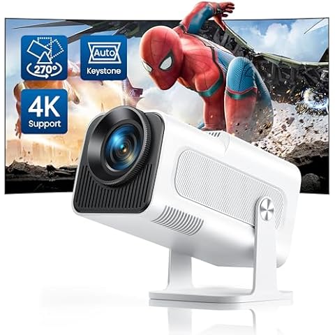 【270°Adjustable Stand】Mini Projector 4K with WiFi 6 and Bluetooth,TOPTRO Native HD 1080P Outdoor Portable Projector,Auto Keystone Home Theater Movie Projector for iOS/HDMI/TV Stick/PS5 Cover