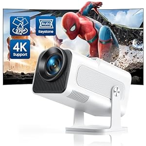 【270°Adjustable Stand】Mini Projector 4K with WiFi 6 and Bluetooth,TOPTRO Native HD 1080P Outdoor Portable Projector,Auto Keystone Home Theater Movie Projector for iOS/HDMI/TV Stick/PS5