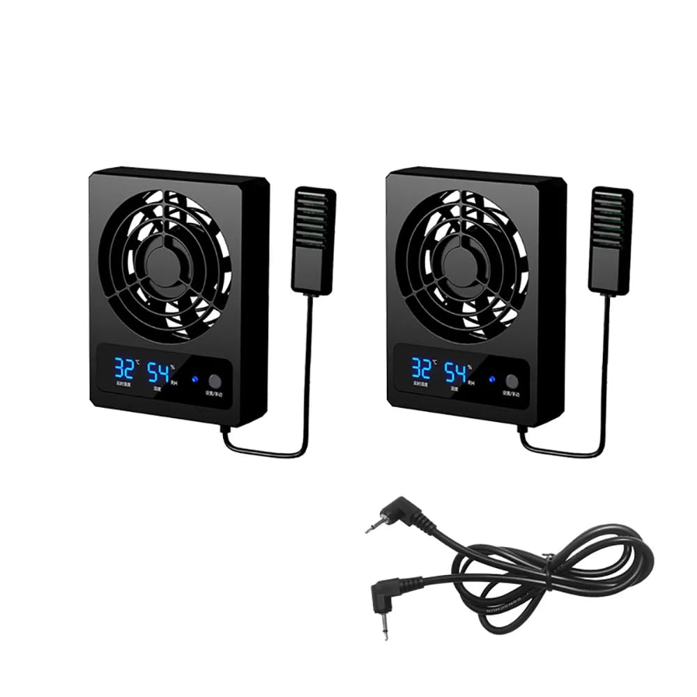 Termómetro e Higrómetro para Tanque de Selva Tropical de Reptiles, Ventilador de Ventilación con Control Inteligente Deshumidificador de Ventilación con Pantalla Digital