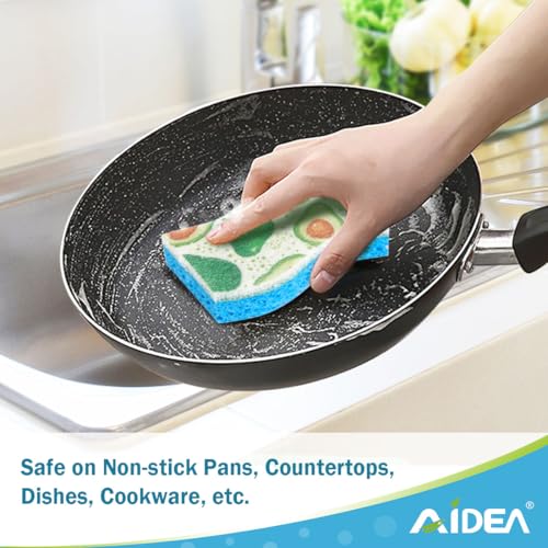 Image of AIDEA Sponges Kitchen, Non-Scratch Scrub Sponge-6Count, Sponges for Non-Stick Cookware, Cellulose Sponge for Dishes, Cleans Fast Without Scratching, Cleaning Power for Kitchen, Bathroom, Household