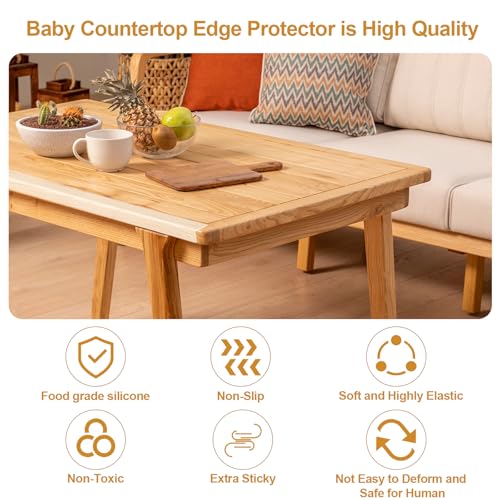 Image of Baby Countertop Edge Protector, Clear Table Corner Guards for Baby Proofing, Pre-Taped Adhesive Soft Bumper for Kids Safety, Silicone Edge Protector fit Wall Furniture Edge Bumper - Food Grade (2Pack)