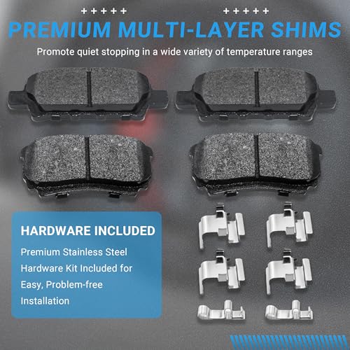 Image of Rear Brake Pads Set Compatible with Chrysler 200 Sebring, Dodge Avenger Caliber, Jeep Compass Patriot, Mitsubishi Lancer Outlander Brake Pads Semi-Metallic D1037