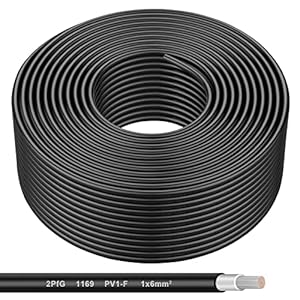 Solar Panel Wire – 200FT Black Tinned Copper Wire, 10AWG (6mm²) PV Wire Solar Extension Cable for Outdoor Automotive RV Boat Marine Solar Panel – Black (10AWG 200FT)