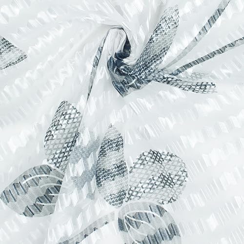 Image of Curtains 7 feet Long Set of 10 | Grey & White Transparent Sheer Curtain | Room Decoration Items for Bedroom | 215 x 118 cm | Leaf Design Door Curtain | | Perfect for Home Decor