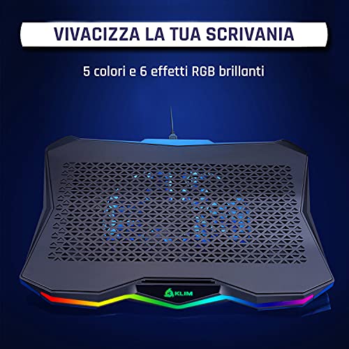 Klim Rainbow + Base Di Raffreddamento Rgb Per Pc Portatili Da 11" A 17" + Alimentata Usb + Supporto Di Raffreddamento Per Laptop Da Gaming + Stabile E Robusto + Ampia Compatibilità + Nuova - 2