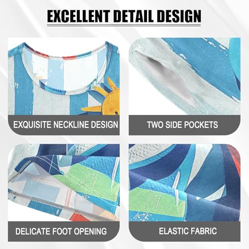 Little Big Boys Pajama Pants Lovely Sleepy Pj Set for Big Kids Sleepwear 6Y Blue Stripe Sun Summer pijama para jovenes hombres4