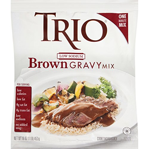 Trio Brown Gravy Mix, Brown Gravy Sauce, Low Sodium Foods, Just Add Water, 16 oz Bag