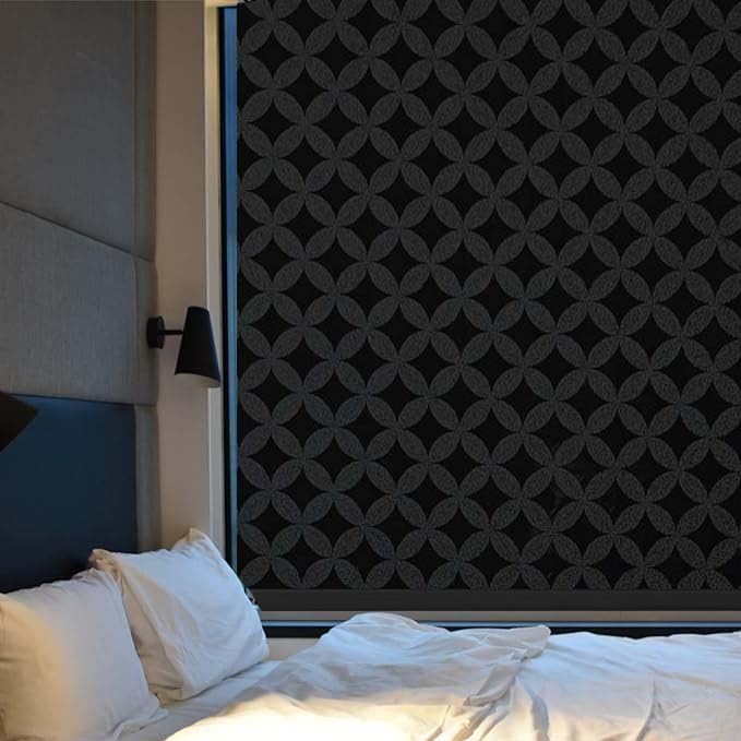 Image of Blackout Window Film, Sun Light Blocking Frosted Privacy Window Cling for Glass, Darkening Window Tint for Day Sleep, UV Blocking Static Cling Window Cover (24 X 150 Inch, Floret Blackout)