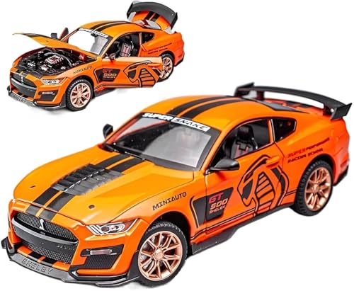 Image of 1:32 Scale Shelby Mustang GT500 Die-Cast Model Car - Orange Metal Toy Car